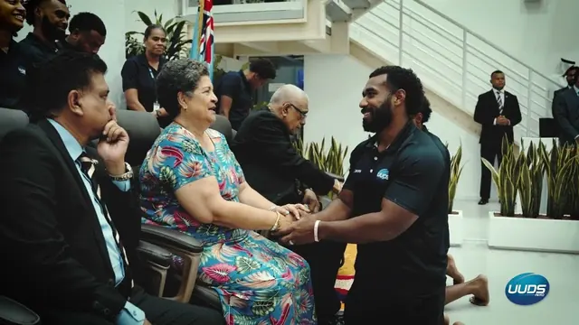 Guests greeting the President of Fiji at UUDS Aero DWC